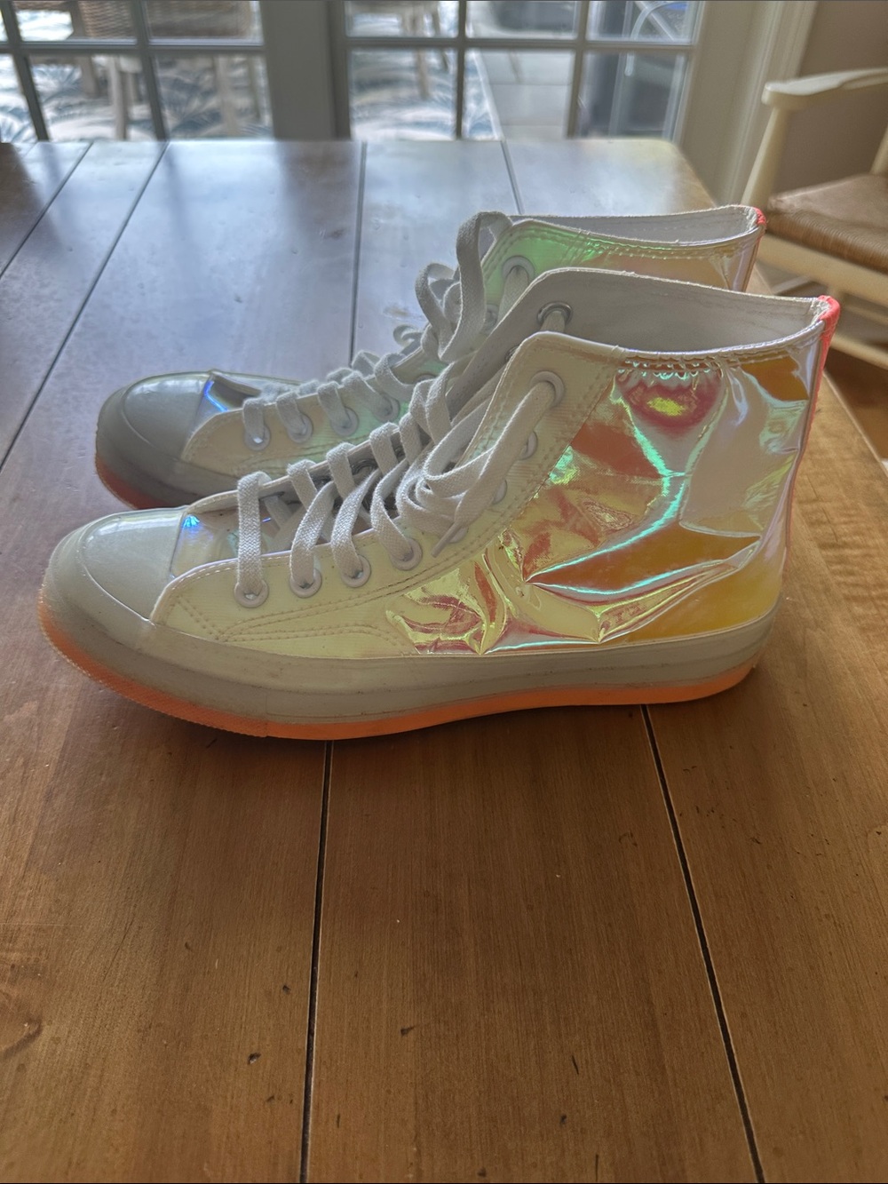 Converse Iridescent High-Top Sneakers - White with Rainbow Sheen